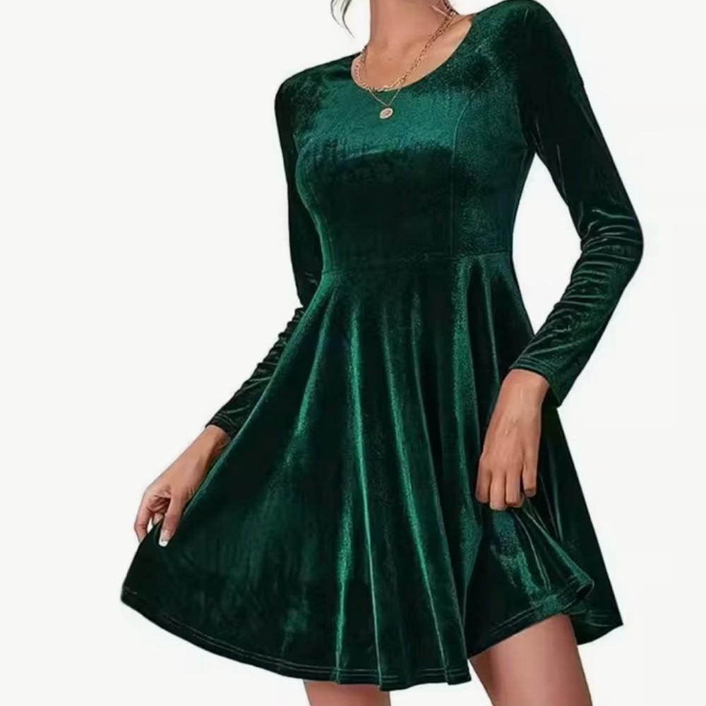 Dark Emerald Velvet Dress